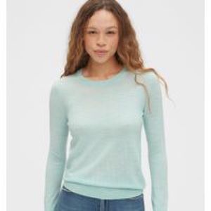 Gap Merino Wool Sweater Fitted Lightweight Blue